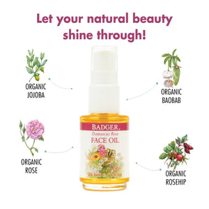 Badger Balms Rose Face Oil (Delicate Skin) - 29.5ml / 1 fl. oz.